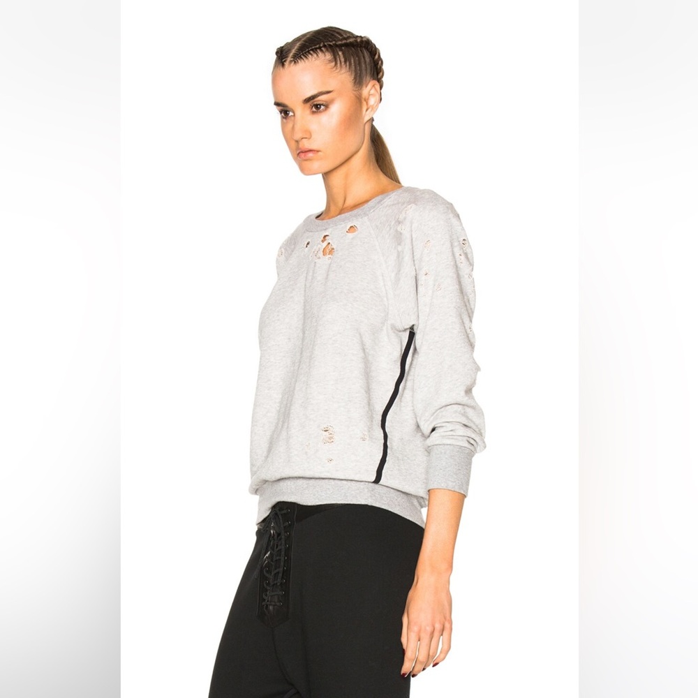 Unravel Shredded Raglan Crewneck Sweatshirt - Picture 3 of 4